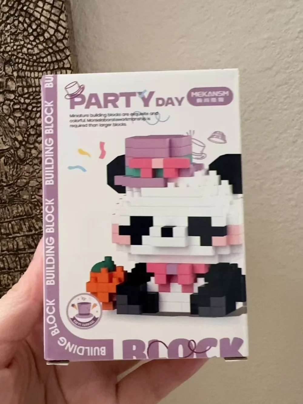 MEKANSM Party Day Panda Miniature Building Block Set NIB-Purple